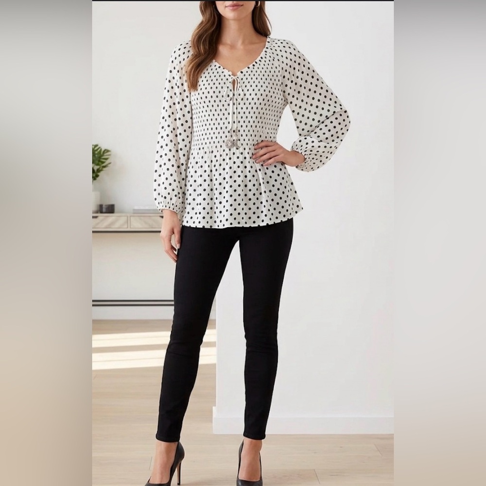 Melissa Paige Black and White Polka Dot Blouse